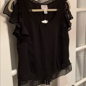 New Loft cute black sheer top